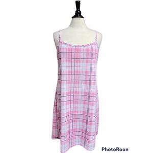 NY Invasion Pink Stripe Spaghetti Strap Dress Size Medium NWT
